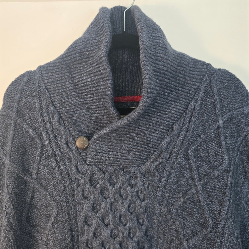 Wind River Mens XL Shawl‎ Collar Cable Knit Sweater Blue - Picture 3 of 14